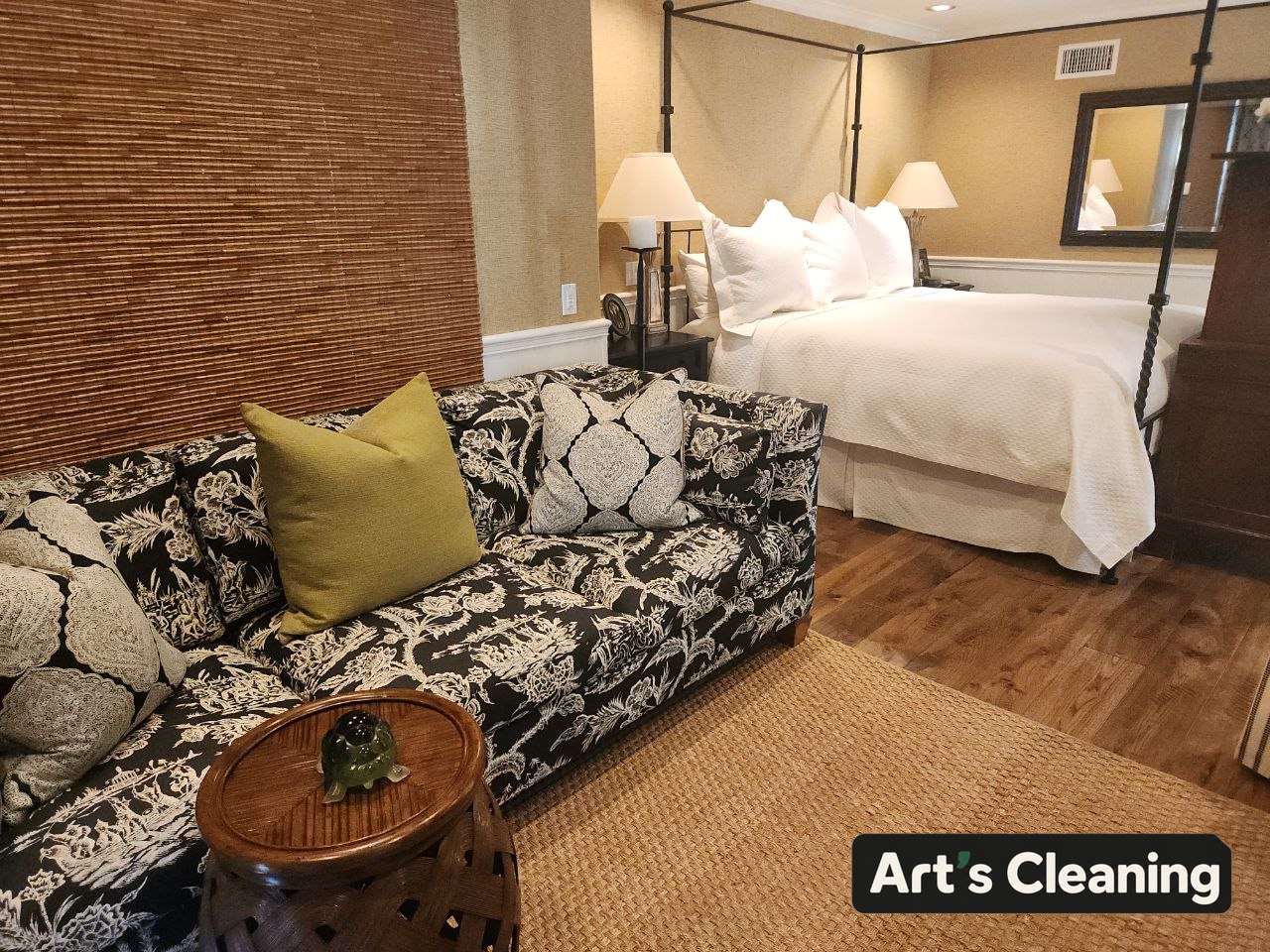 Clean bedroom and living suite