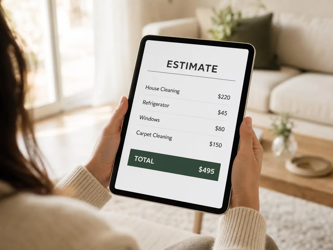 Upfront cleaning estimate